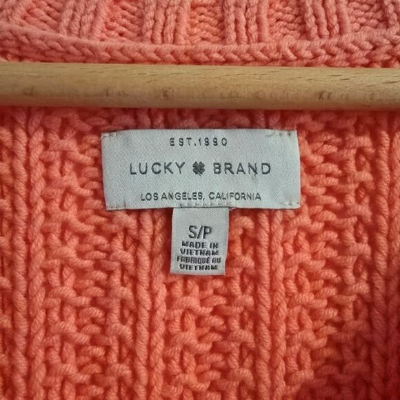 Lucky Brand Women's Sweater Size Small Peach Pink V Neck Long Sleeves Bohemian - Picture 5 of 14